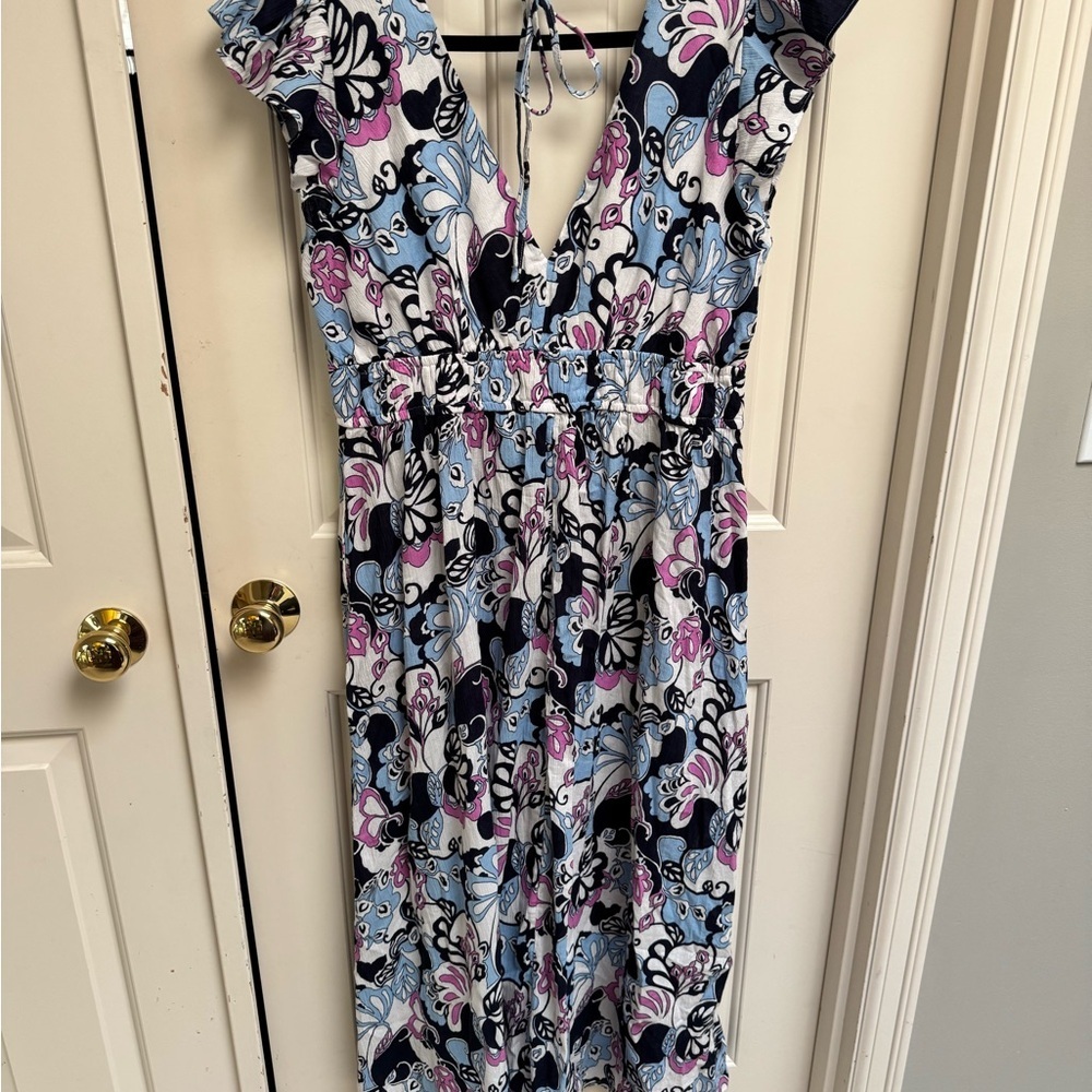 LOFT Beach Floral Ruffle Sleeve Maxi Pocket Dress - Picture 8 of 8